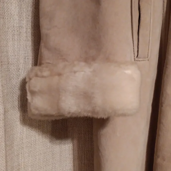 Furry Warm Beige Suede Coat! - Picture 4 of 11